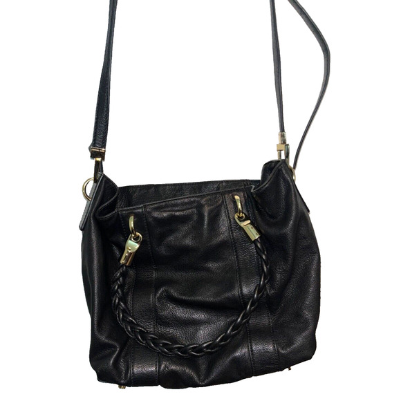 MICHAEL KORS ❤️ Black Leather Satchel Bag with MK Bag Charm - Picture 9 of 10